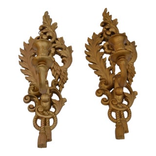 Late 20th Century Gothic Revival Burwood Gold Sconces- A Pair For Sale