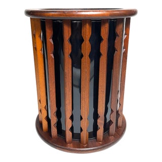 Vintage Mid-Century Organic Brutalist Walnut Wastebasket by Arthur Umanoff For Sale