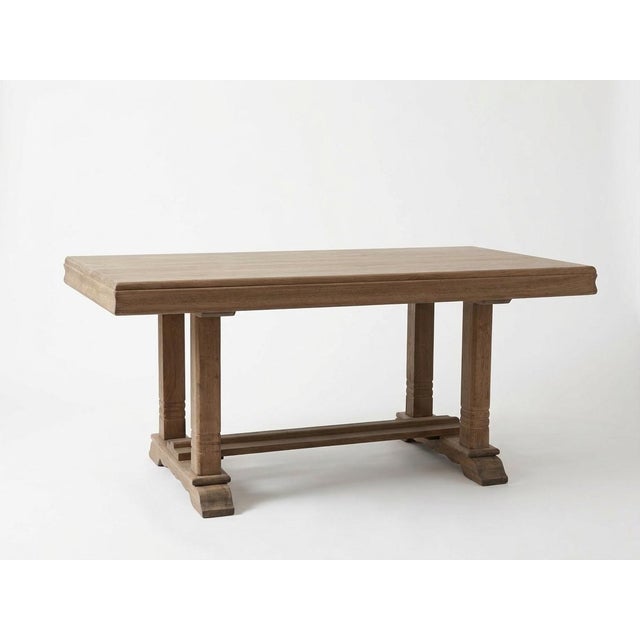 French Oak Farmhouse Trestle Dining Table, Normandy, 1920s For Sale - Image 4 of 4