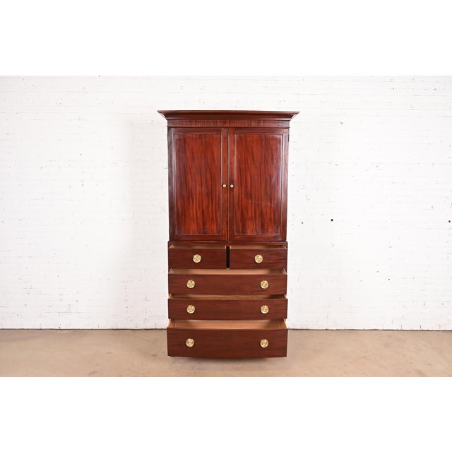 Late 20th Century Baker Furniture Federal Mahogany Armoire Dresser or Linen Press For Sale - Image 5 of 12