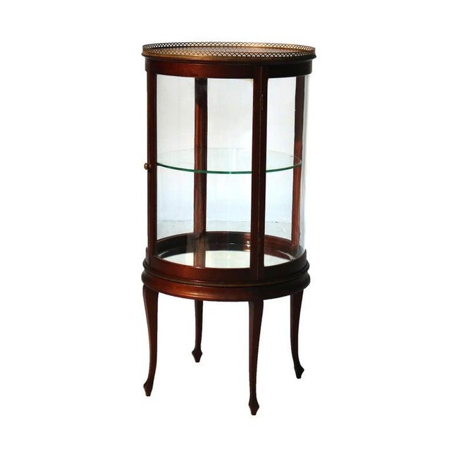 Brown Antique Louis XVI Style Mahogany, Glass & Ormolu Round Vitrine C1910 For Sale - Image 8 of 15