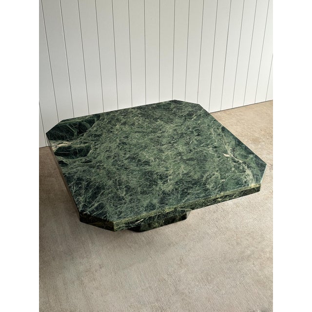 1970s Italian Verde Alpi Marble Coffee Table For Sale - Image 4 of 16