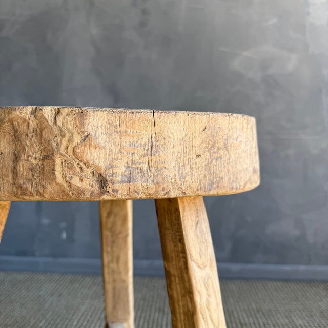 Late 20th Century Vintage Elm Wood Chop Block Table #R55 For Sale - Image 5 of 8