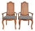 Baker Furniture Style French Provincial Louis XV Carved Walnut and Cane Back Armchairs, Pair For Sale