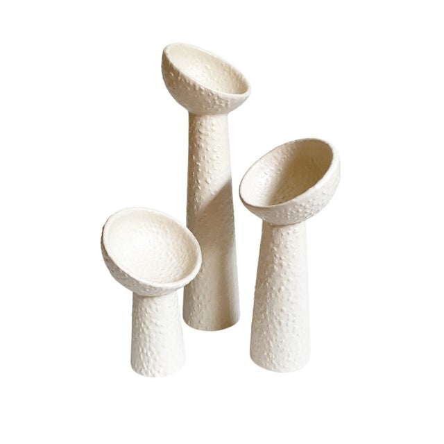 Mid-Century Modern Modern Textured Ceramic Holders | Air Plant Candle Stands For Sale - Image 3 of 6