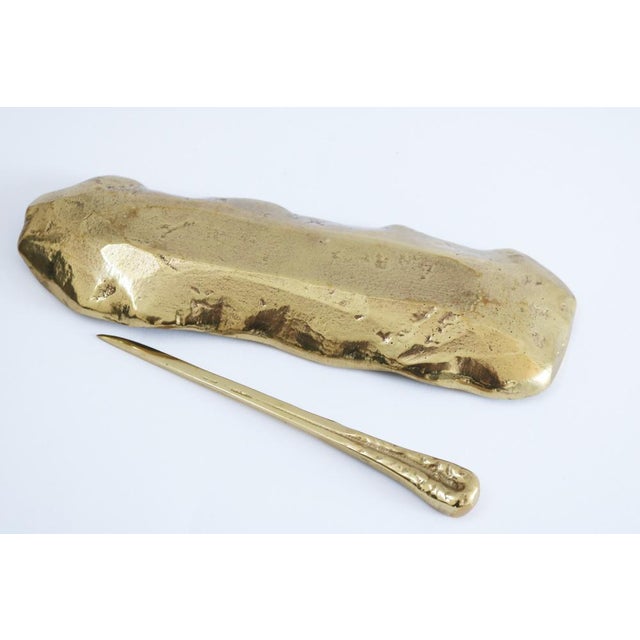 Vintage Gold Bronze Pen Tray and Letter Opener, 1960s, Set of 2 For Sale - Image 6 of 7