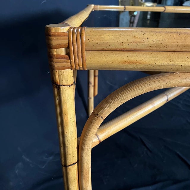 Ficks Reed Ficks Reed Style 1950s Mid Century Rattan Dining Table and Four Caned Chairs -Set of 5 For Sale - Image 4 of 12