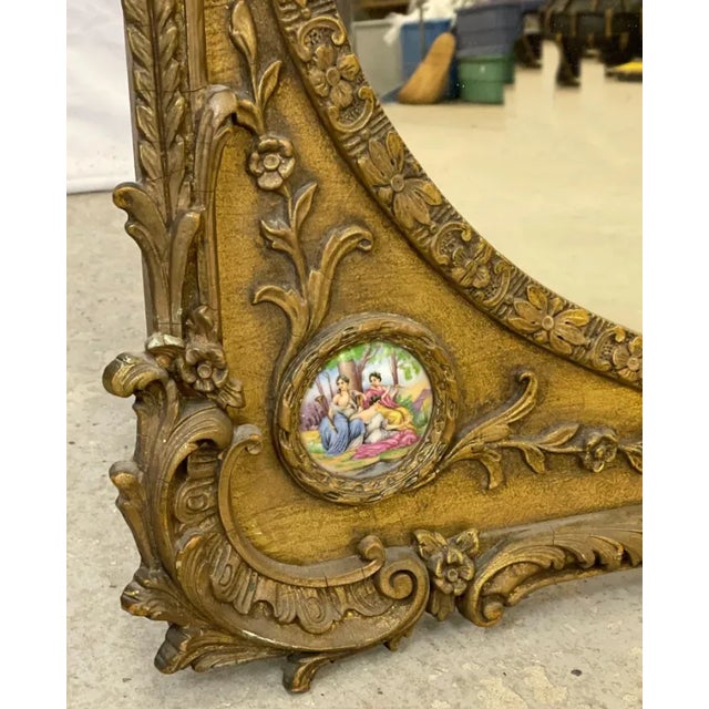 Mid 20th Century Giltwood Mirror With Porcelain Panel For Sale - Image 5 of 9