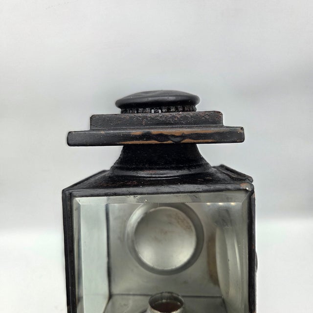 Victorian Antique c.1890s Carriage Buggy Spring Candle Side Lamp W/ Red Lens For Sale - Image 3 of 9