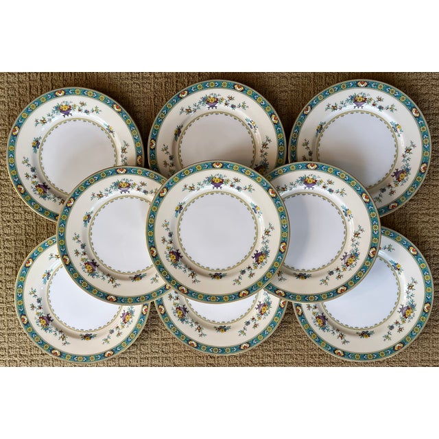 Early 20th Century Minton Porcelain Chinoiserie Dinner Plates Decorated With Vases and Flower Garlands - Set of 9 For Sale - Image 18 of 18
