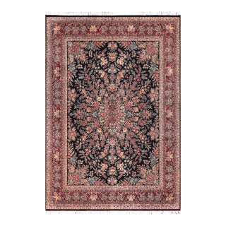 Shabby Chic Abusson Pak-Persian Black/Red Wool Rug - 9'2'' X 12'0'' For Sale