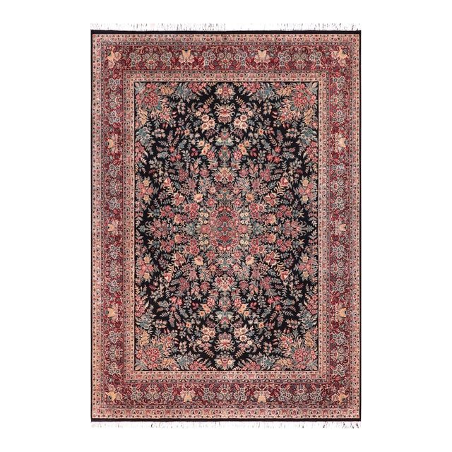 Shabby Chic Abusson Pak-Persian Black/Red Wool Rug - 9'2'' X 12'0'' For Sale