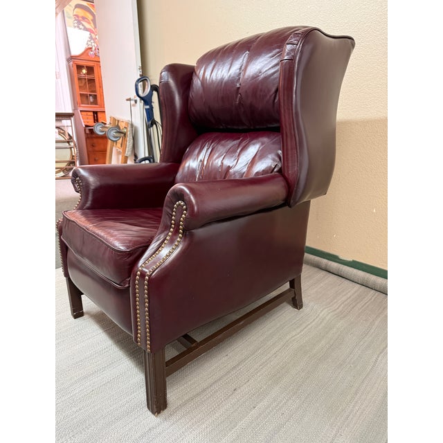 Bradington Young Bradington Young Chippendale Hi-Leg Recliner, Burgundy For Sale - Image 4 of 12
