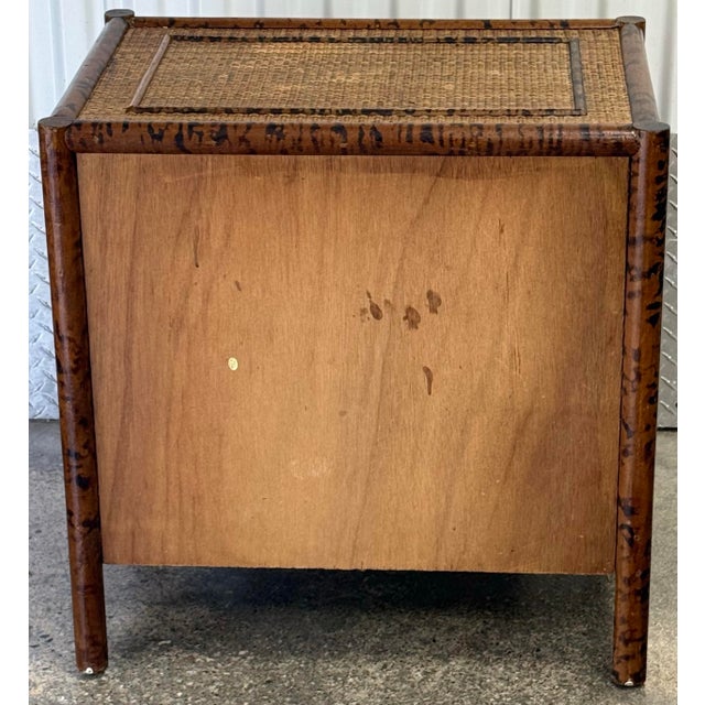 Brown Late 20th Century Burnt Cane and Faux Bamboo Chest / Nightstand For Sale - Image 8 of 10
