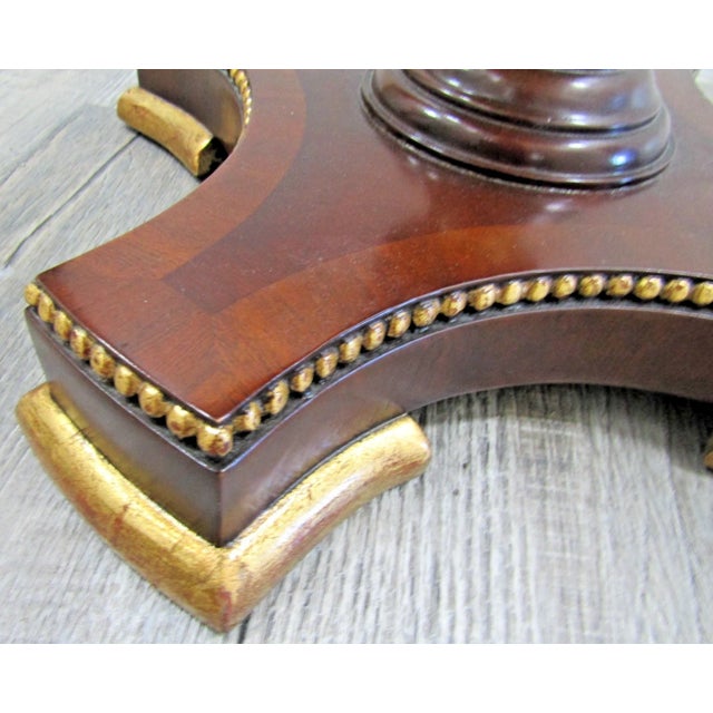 1990s Maitland-Smith Empire Pedestal Based Inlaid Marquetry Top Occasional Table For Sale - Image 9 of 11