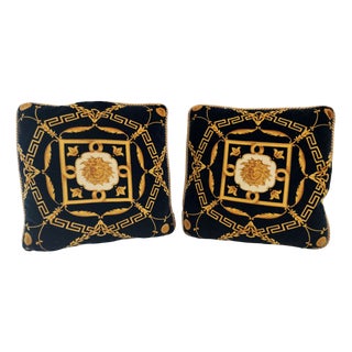 Black Throw Pillows from Gianni Versace, 1980s, Set of 2 For Sale