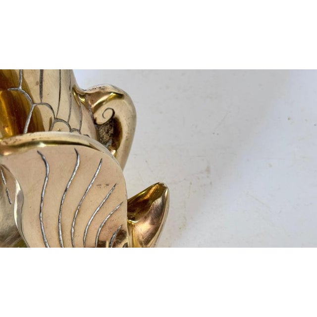 French Brass Swan Sculpture Vase Dual Swans, 1970s For Sale - Image 11 of 12