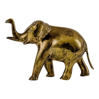 Vintage Mid-Century Modern Solid Brass Elephant Figurine For Sale