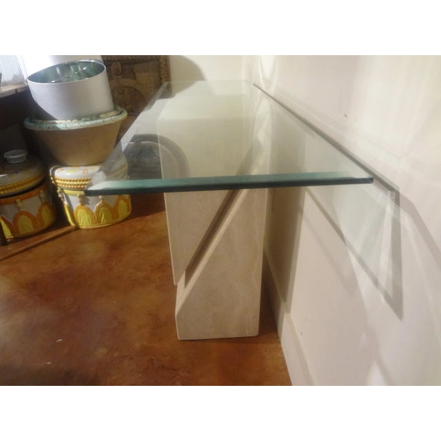 Postmodern 1970s Italian Postmodern Travertine Console Attributed to Angelo Mangiarotti For Sale - Image 3 of 12