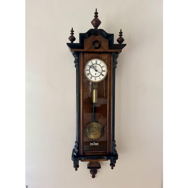 Black Antique Victorian Ebonised Walnut Wall Clock, 1860 For Sale - Image 8 of 8