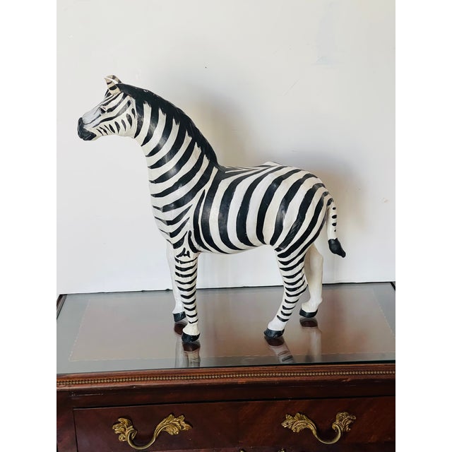 20 Th C Paper Mache Zebra Figurine For Sale - Image 4 of 7