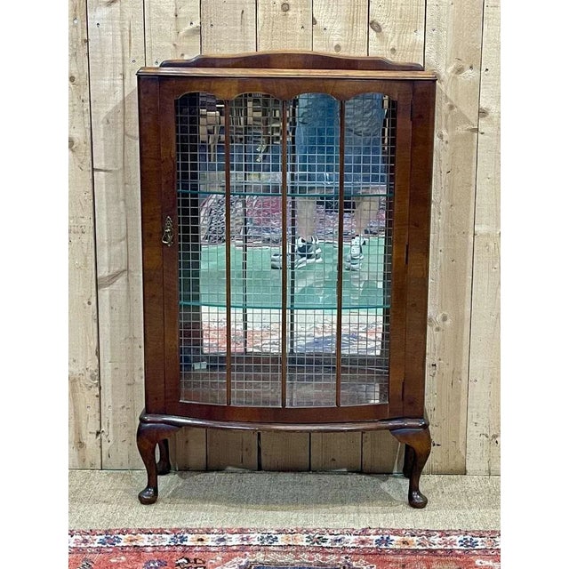 English Walnut Display Cabinet, 1950s For Sale - Image 12 of 12