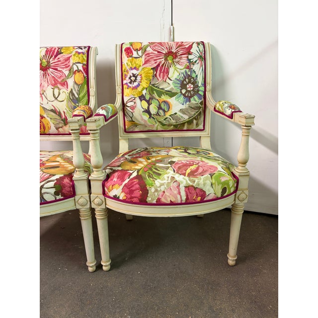 French Vintage Directoire Style Armchairs For Sale - Image 4 of 12