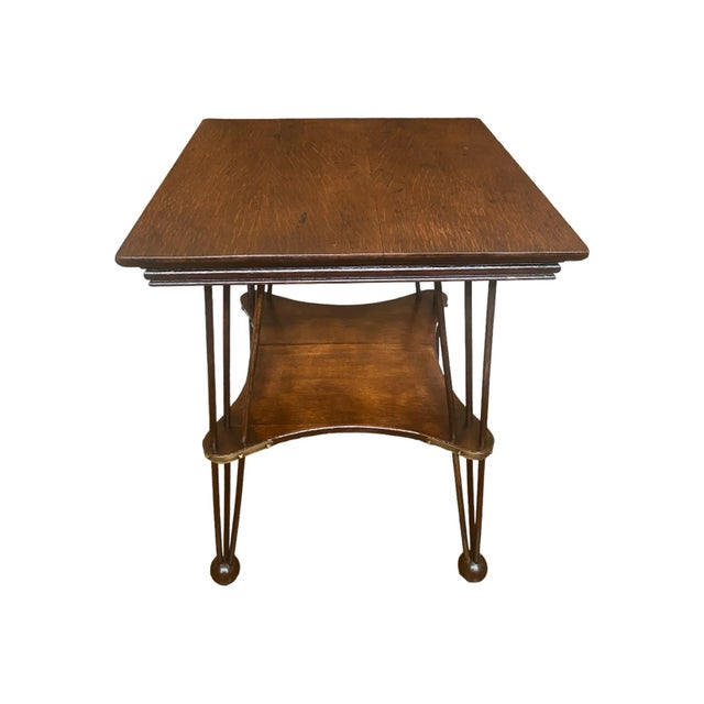 American 1930s Solid Oak Side Table For Sale - Image 3 of 9