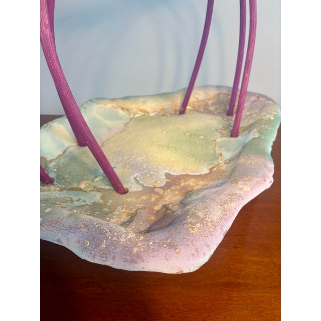 Wood Vintage 1980s Tony Evans Ceramic Basket Sculpture, Signed For Sale - Image 7 of 8