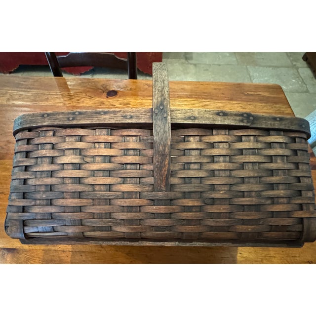 American Ben Higgins American Pounded Ash Market Basket For Sale - Image 3 of 8