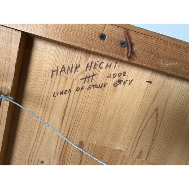 2002 Hank Hecht “Lines of Stone Grey” Mixed Media Geometric Abstract Wall Sculpture/ Sold For Sale - Image 10 of 11