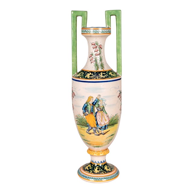 French Hr Quimper Vase For Sale