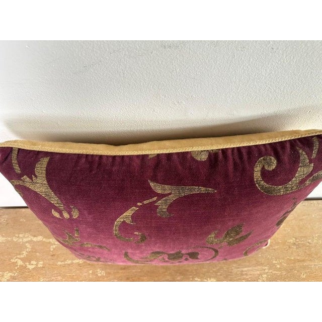 Contemporary Hand-Stenciled Velvet Pillow in Plum by Nomi Design, Rococo Style, Usa For Sale - Image 3 of 5