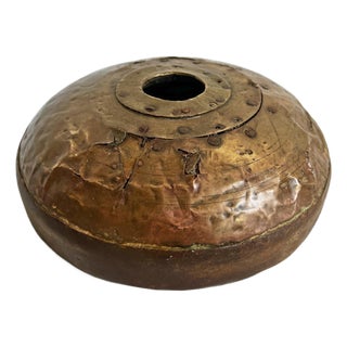 Antique India Brass & Wood Tobacco Container For Sale