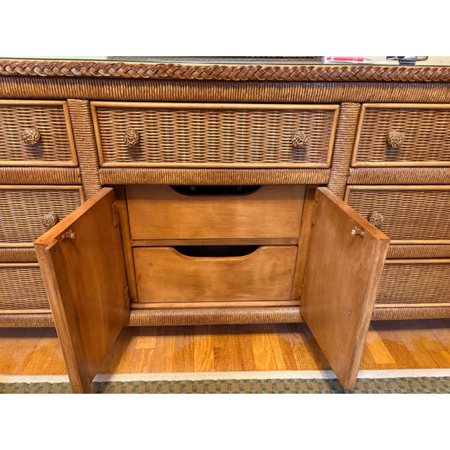 1980s Henry Link Triple Dresser and Mirror For Sale - Image 9 of 10