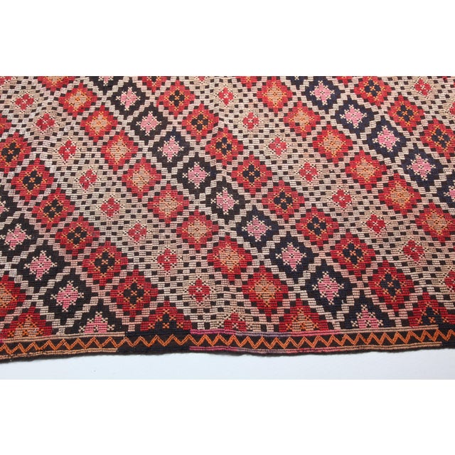 Art Deco Vintage Square Cicim Kilim – Tribal Flatweave With All Over Design -6' X 6' 3'' For Sale - Image 3 of 12
