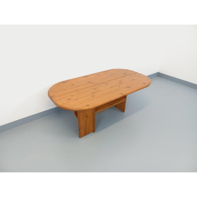 1970s Vintage Rectangular Oval Modernist Coffee Table in Pine, 1970s For Sale - Image 5 of 18