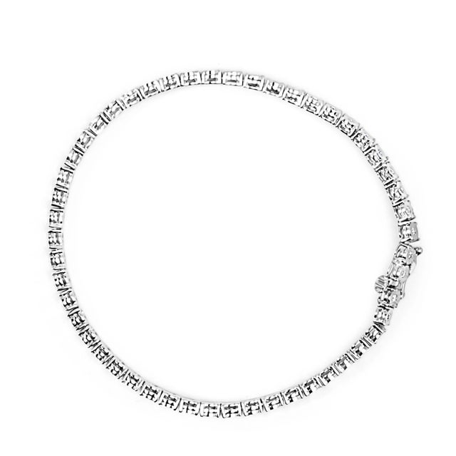 Contemporary .925 Sterling Silver 1/2 Cttw Lab Grown Diamond Illusion-Set Miracle Plate Tennis Bracelet - Size 7.25" For Sale - Image 3 of 6