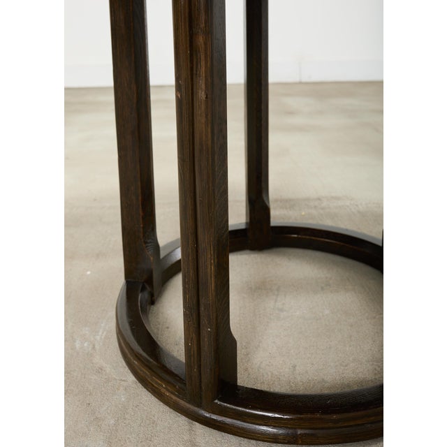 McGuire Midcentury Organic Modern Round Oak Rattan Dining Table For Sale - Image 14 of 15