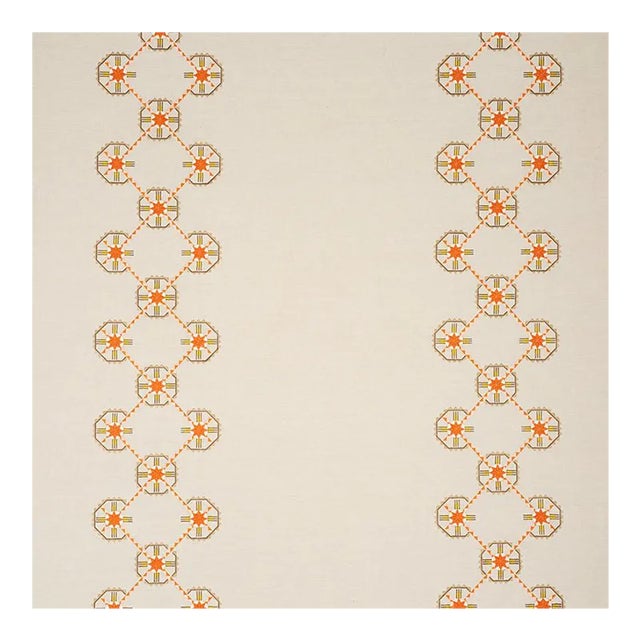 Sample - Schumacher Chamizal Embroidery Fabric in Orange & Pink For Sale