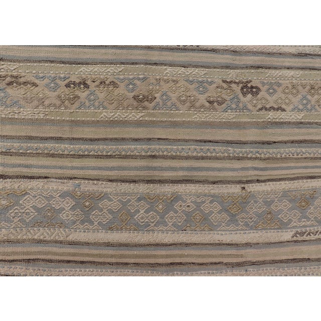 Turkish Vintage Kilim With Embroidered Motifs in Earthy Tones 5'3" X9'0" For Sale - Image 10 of 12