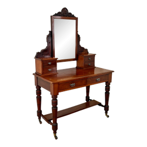 Antique American Vanity Dressing Table Desk With Mirror
