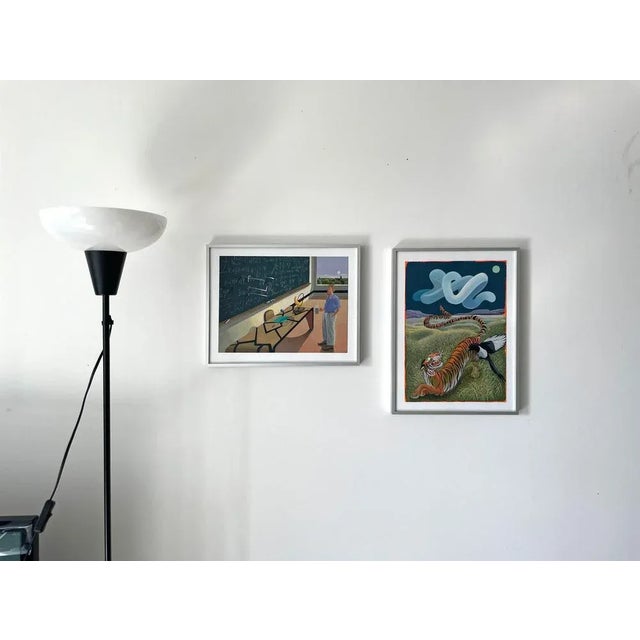 Early 21st Century Nico Pearleyes, Surreal Classroom Scene, 2021, Acrylic Painting on Paper For Sale - Image 5 of 12