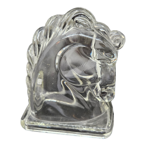 Vintage Federal Clear Glass Horse Head Bookend 1940's Art Deco