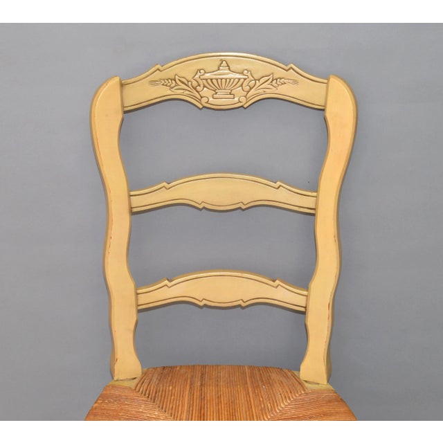 1950s 1950s French Country Carved Papercord Seat Chair For Sale - Image 5 of 13