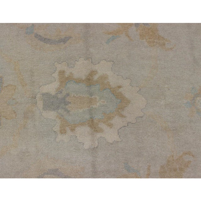 Large Turkish Oushak Rug With Pastel Colors and Botanical Design For Sale - Image 9 of 13