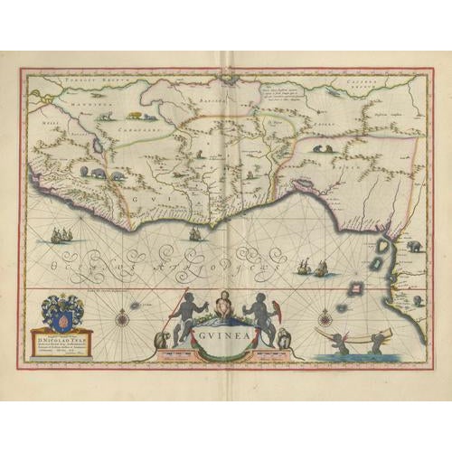 Antique Guinea Map with West Africa from Blaeu, 1642 For Sale - Image 4 of 13