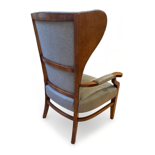 Wood 1990s Wingback Biedermeier-Style Lounge Chair For Sale - Image 7 of 12