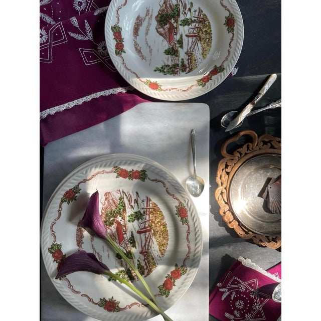 Farmhouse 1940s Norwegian Figgjo Flint 10 1/8” Dinner Plates - Set of Seven (7) For Sale - Image 3 of 8