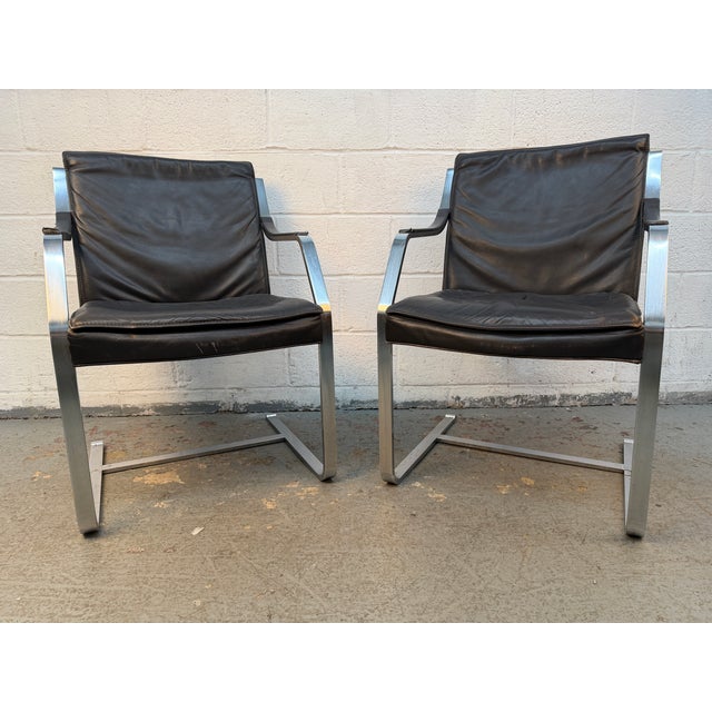 Mid-Century Modern Mid 20th Century Leather and Chrome Armchairs Attributed to Rudolf Glatzel for Walter Knoll For Sale - Image 3 of 18